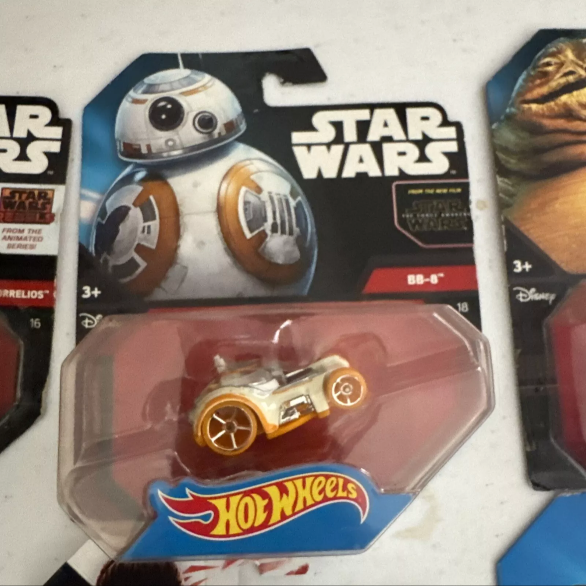 Lot Of 8 Hot Wheels Star Wars Character Car BB-8, Jabba, BB-9E, Rey, Ships Free