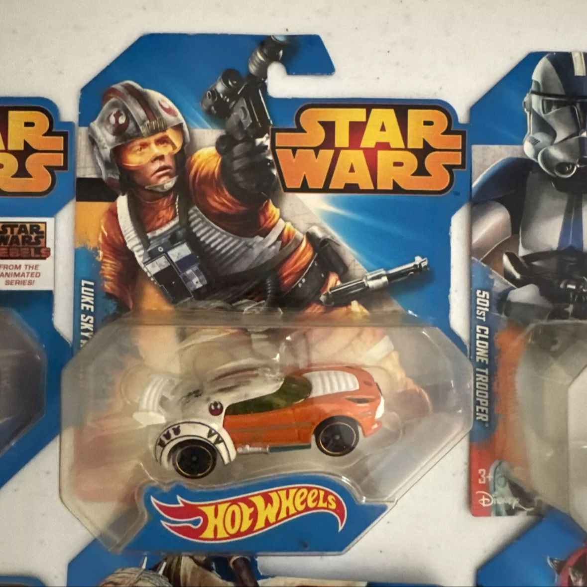 Lot Of 8 Hot Wheels Star Wars Character Car Yoda, Luke, Maul, Trooper Ships FREE
