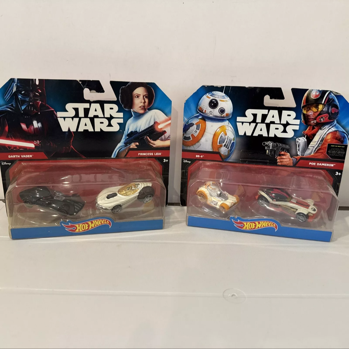2- Hot Wheels STAR WARS 2 PACK Darth Vader, Leia, BB-8, Poe Dameron NIB B10 SHIPS FREE
