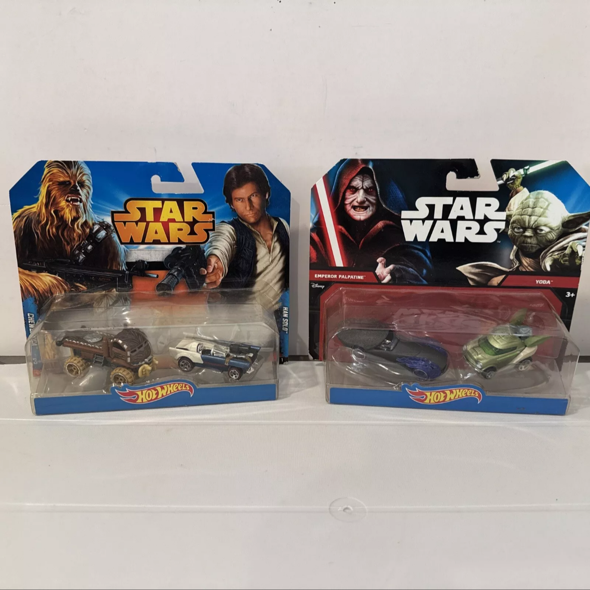 2-Star Wars Hot Wheels (2014) 2 Packs NIB Not Mint Yoda, Han Solo, Chewbacca B10 FREE SHIPPING