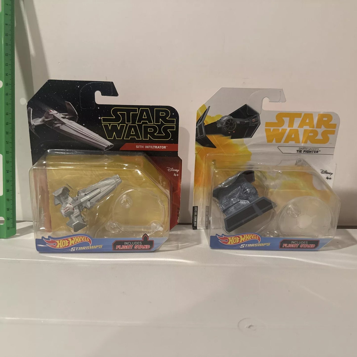 2-Hot Wheels Star Ships SITH INFILTRATOR & Tie Fighter w/ Flight Stand NIB B12 SHIPS FREE