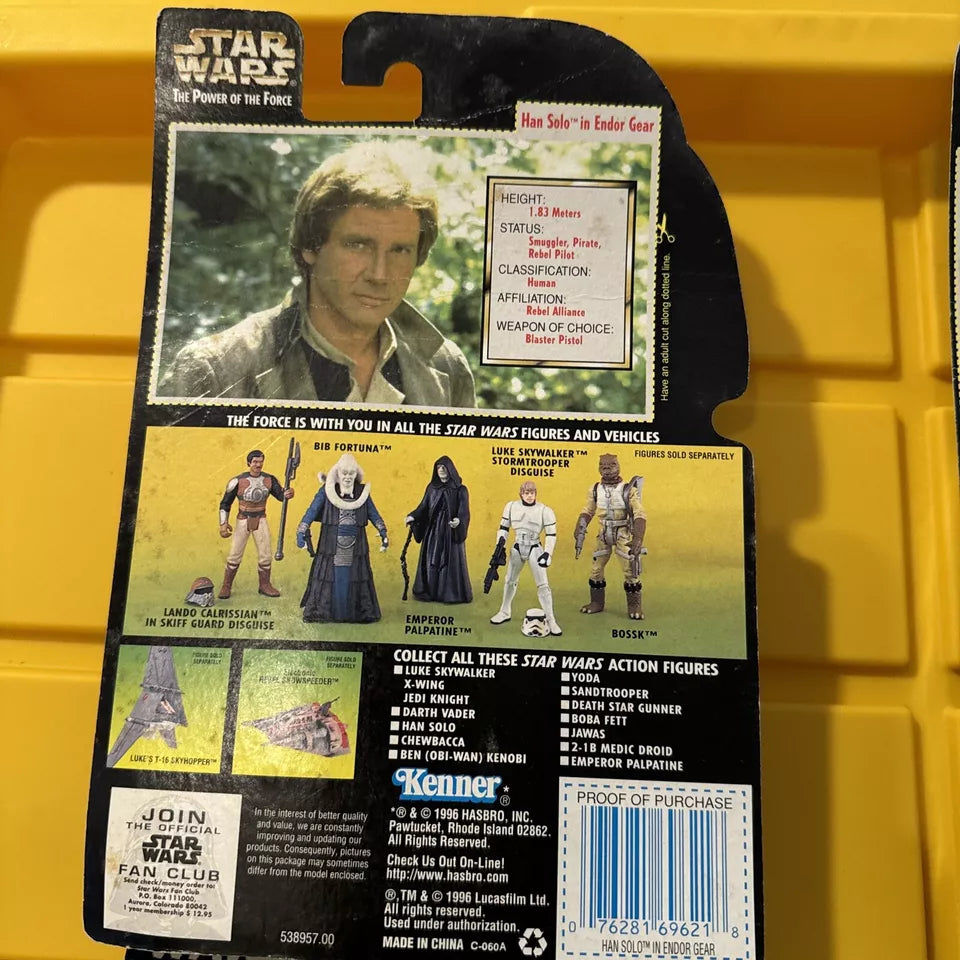 LOT OF 5 Star Wars Power of the Force- Luke Sky Walker, Han Solo, New/Not Mint S3 SHIP FREE