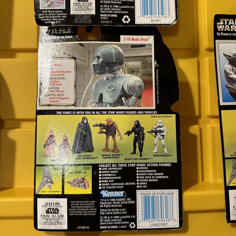 LOT OF 5 Star Wars Power of the Force- Leia, , R5-D4, Han Solo, Yoda New/Not Mint S1-FHIPS FREE