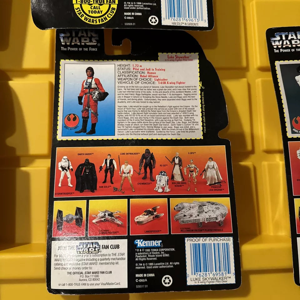 LOT OF 5 Star Wars Power of the Force- Leia, Han Solo, Yoda New/Not Mint S2 SHIPS FAST AND FREE