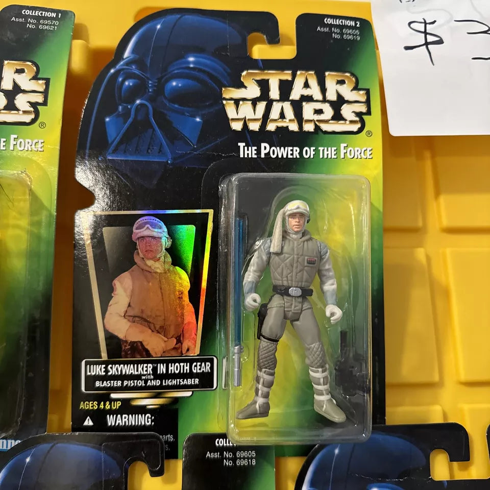 LOT OF 5 Star Wars Power of the Force- Luke Sky Walker, Han Solo, New/Not Mint S3 SHIP FREE