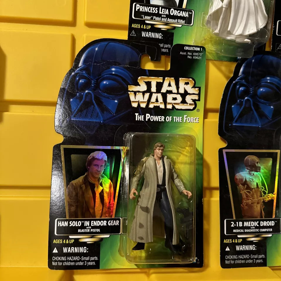 LOT OF 5 Star Wars Power of the Force- Leia, , R5-D4, Han Solo, Yoda New/Not Mint S1-FHIPS FREE