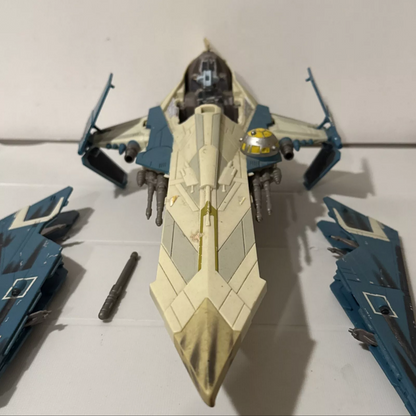 Plo Koon Star Wars Fighter Ship Starfighter Blue Coloring 2001-2002 Hasbro FREE SHIPPING