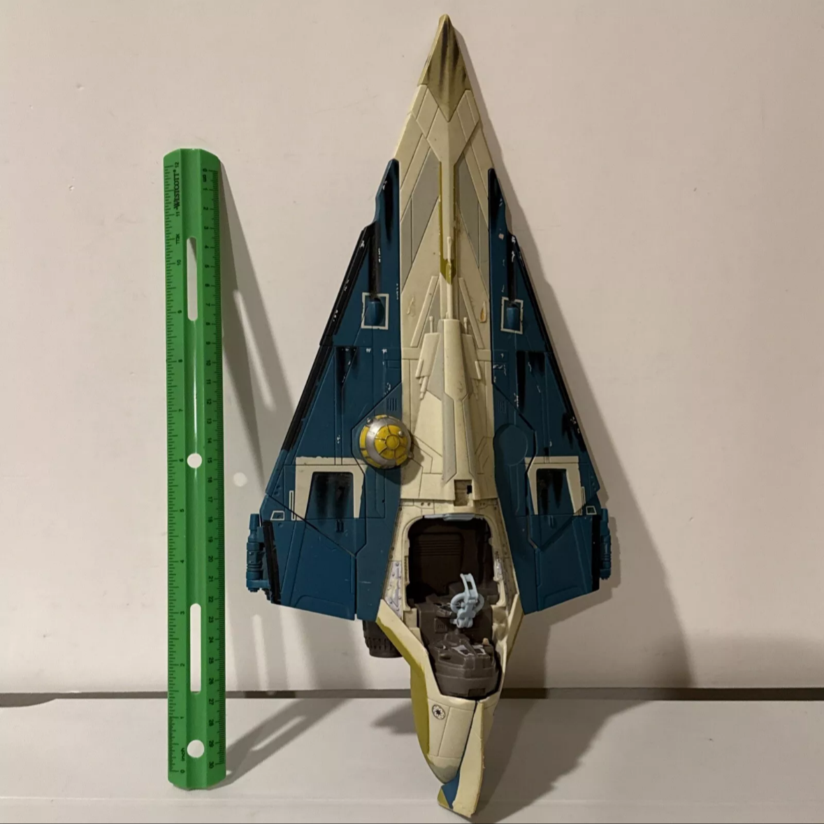 Plo Koon Star Wars Fighter Ship Starfighter Blue Coloring 2001-2002 Hasbro FREE SHIPPING