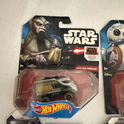 Lot Of 8 Hot Wheels Star Wars Character Car BB-8, Jabba, BB-9E, Rey, Ships Free
