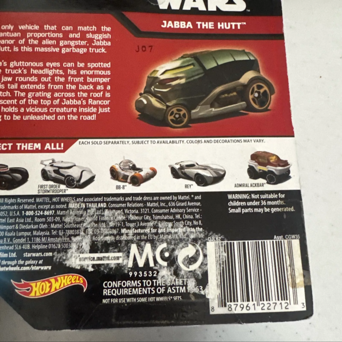 Lot Of 8 Hot Wheels Star Wars Character Car BB-8, Jabba, BB-9E, Rey, Ships Free