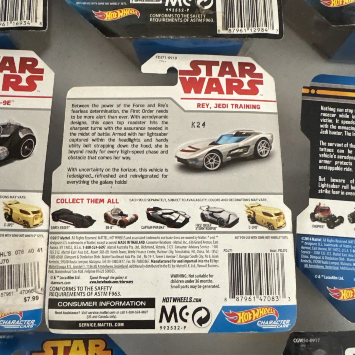Lot Of 8 Hot Wheels Star Wars Character Car BB-8, Jabba, BB-9E, Rey, Ships Free
