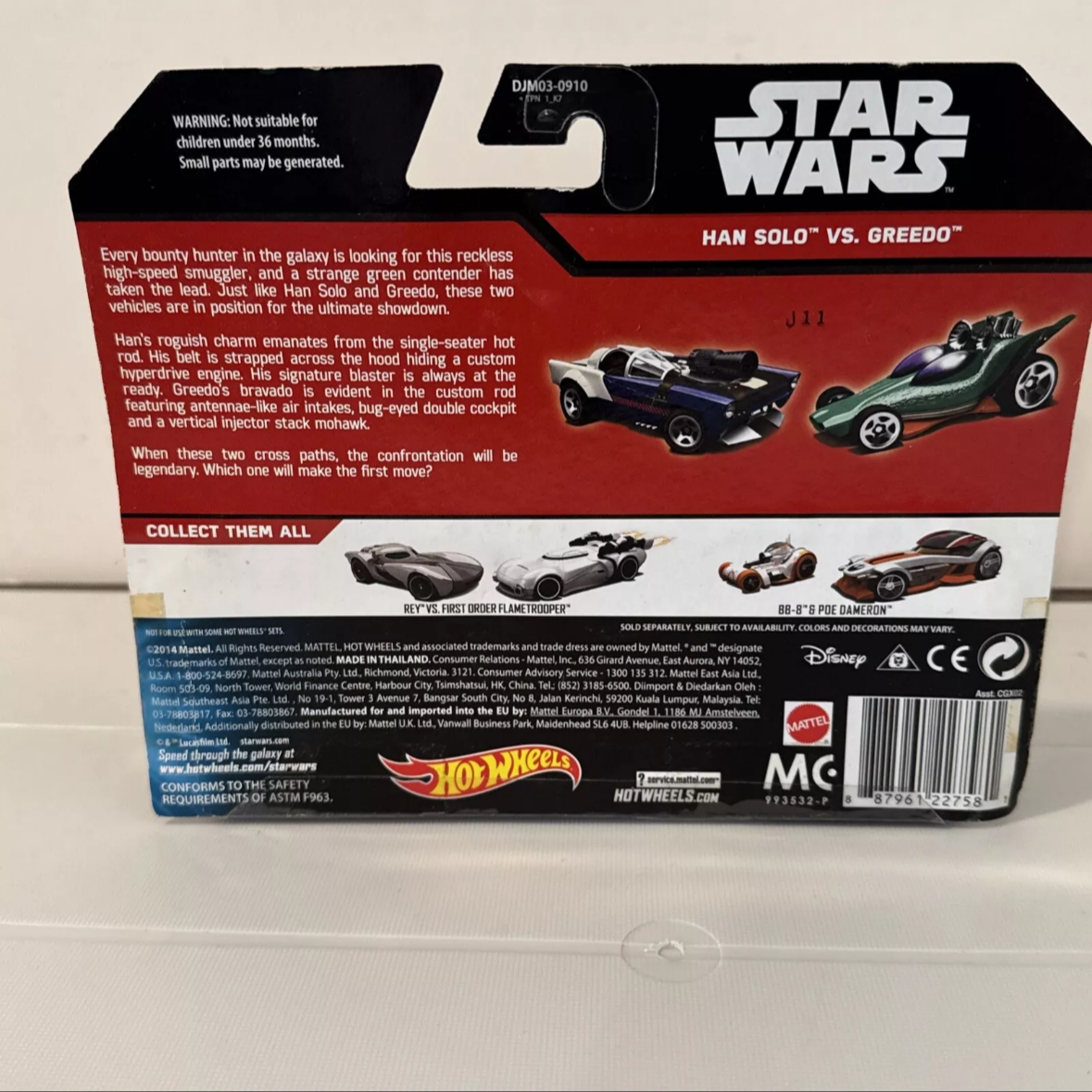 Star Wars Hot Wheels 2-Pack Han Solo And Greedo Disney NIB Not Mint B10 FREE SHIPPING