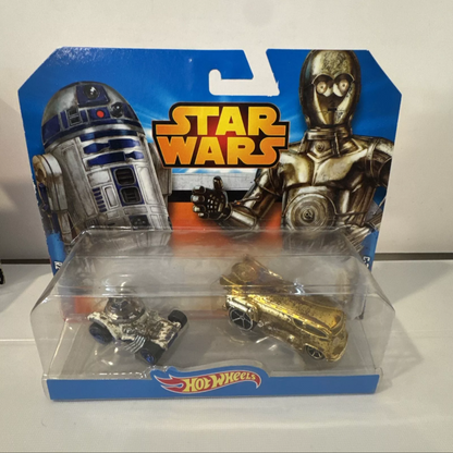 2-Star Wars Hot Wheels (2014) 2 Packs Rey, Flamethrower, R2-D2, C-3P0 B10 FREE SHIPPING
