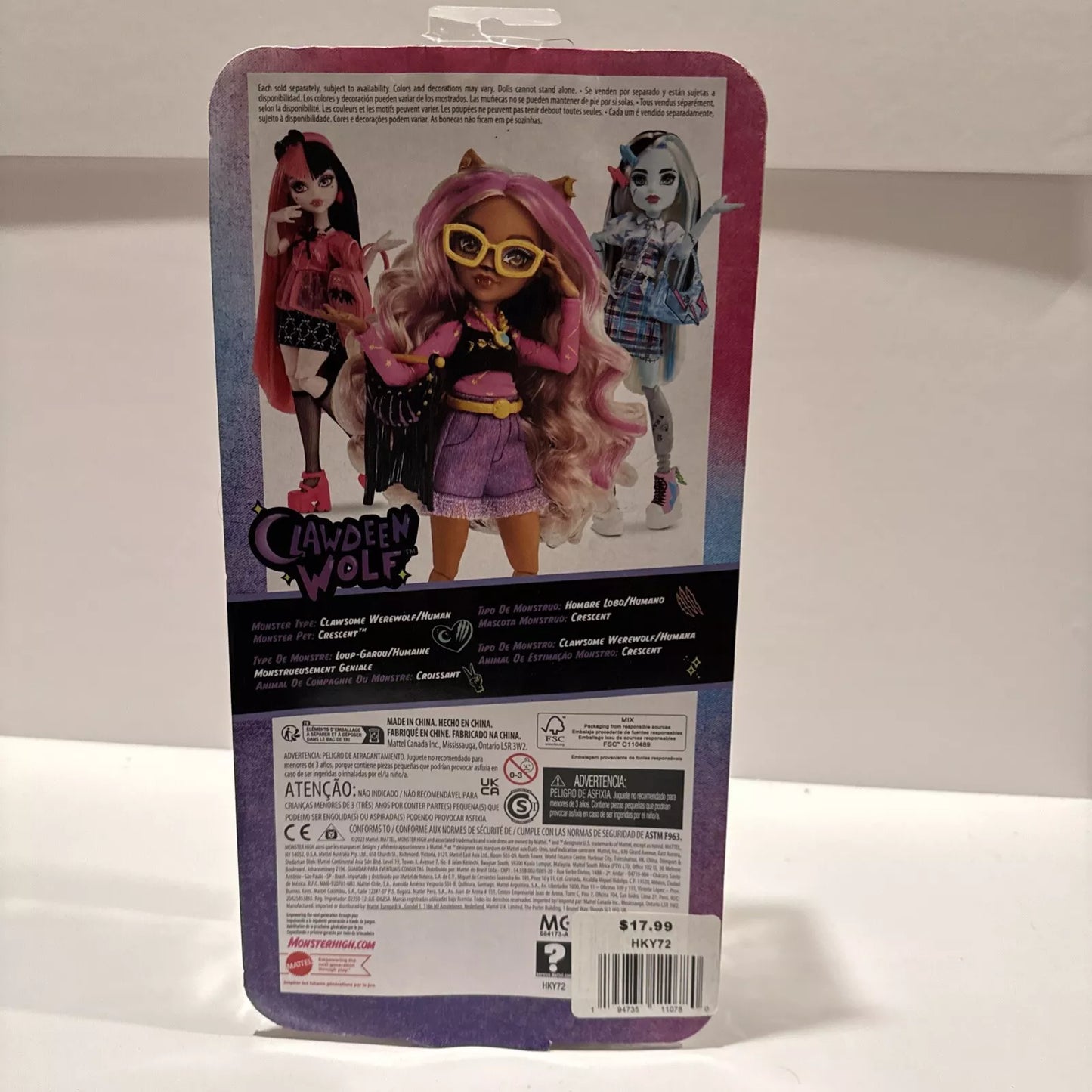 2-Monster High Frankie Stein & Clawdeen Wolf Dolls NIB-Not Mint B10 SHIPS FREE