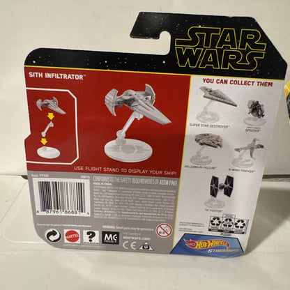 2-Hot Wheels Star Ships SITH INFILTRATOR & Tie Fighter w/ Flight Stand NIB B12 SHIPS FREE