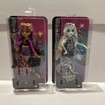 2-Monster High Frankie Stein & Clawdeen Wolf Dolls NIB-Not Mint B10 SHIPS FREE