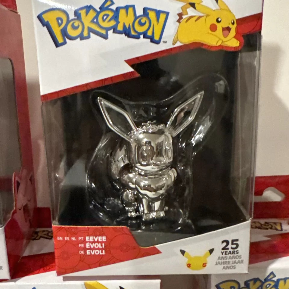 Lot Of 5 NIB Pokemon 25th Anniversary Silver PIKACHU,EEVEE,BULBASAUR,JIGGLYPUFF SHIPS FREE