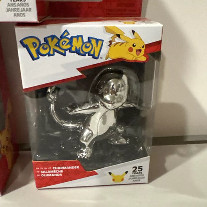 Lot Of 5 NIB Pokemon 25th Anniversary Silver PIKACHU,EEVEE,BULBASAUR,JIGGLYPUFF SHIPS FREE