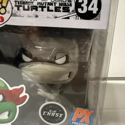 Funko Pop! PX Exclusive TMNT Michelangelo #34 - Black & White Chase B11 SHIPS FREE