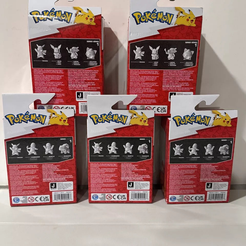 Lot Of 5 NIB Pokemon 25th Anniversary Silver PIKACHU,EEVEE,BULBASAUR,JIGGLYPUFF SHIPS FREE