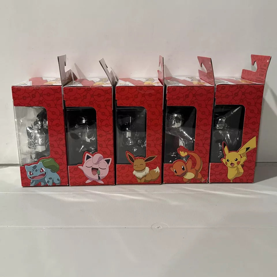 Lot Of 5 NIB Pokemon 25th Anniversary Silver PIKACHU,EEVEE,BULBASAUR,JIGGLYPUFF SHIPS FREE