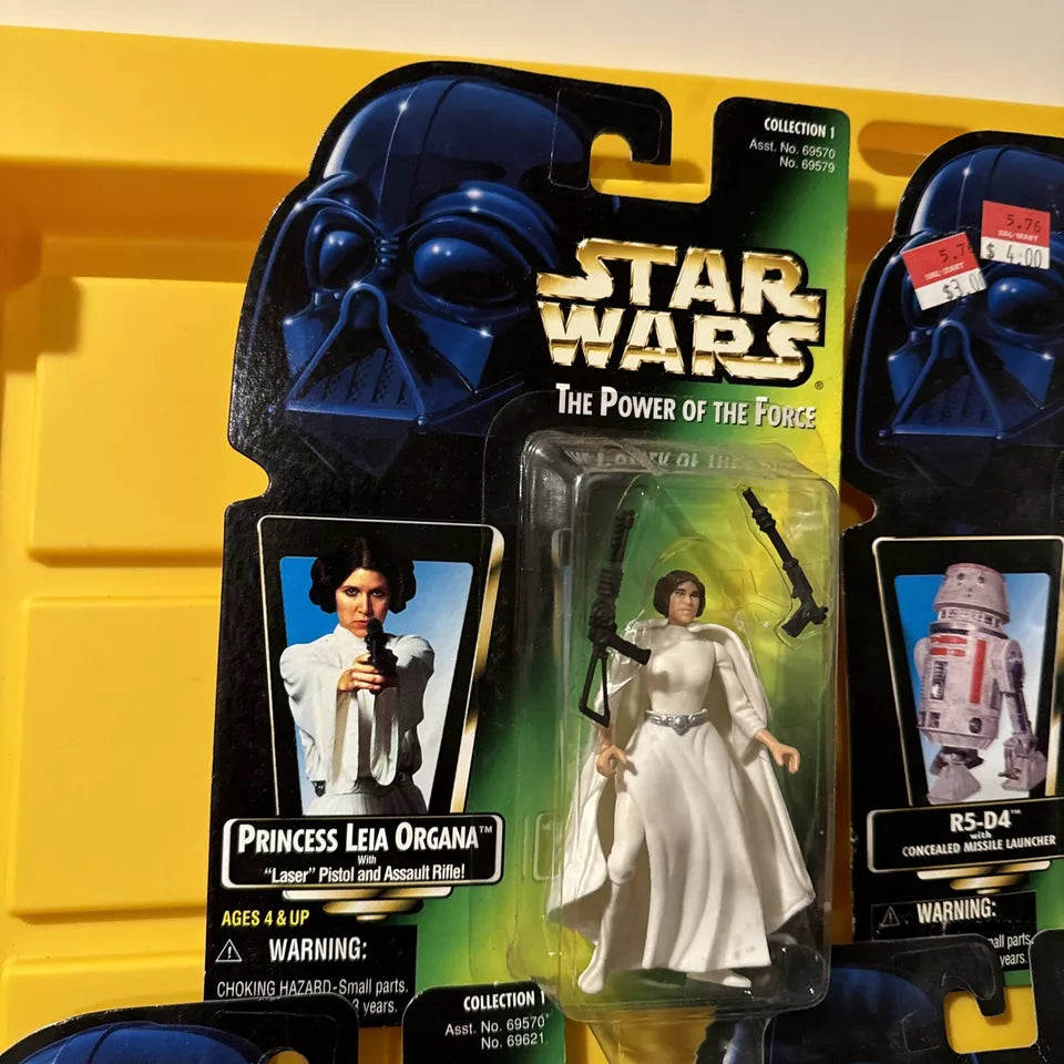 LOT OF 5 Star Wars Power of the Force- Leia, , R5-D4, Han Solo, Yoda New/Not Mint S1-FHIPS FREE